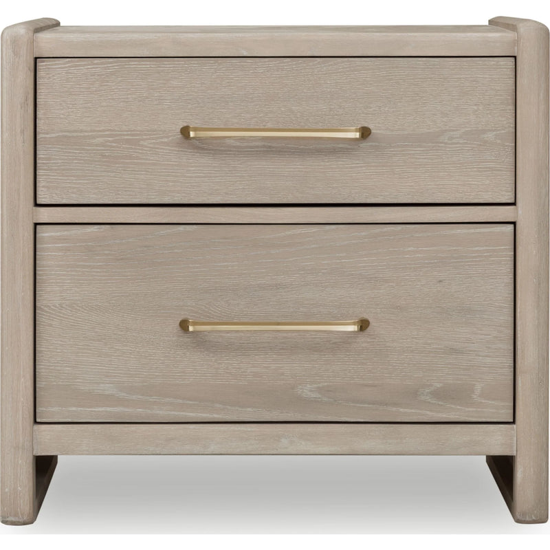 2 Drawer Oak Wood Nightstand in Chai