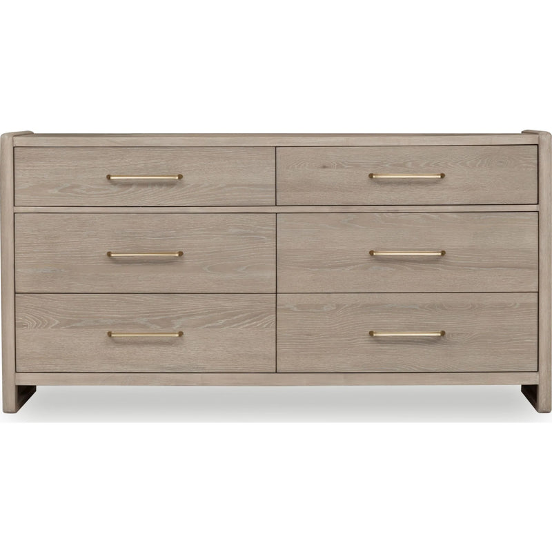 Six Drawer Oak Wood Dresser in Chai