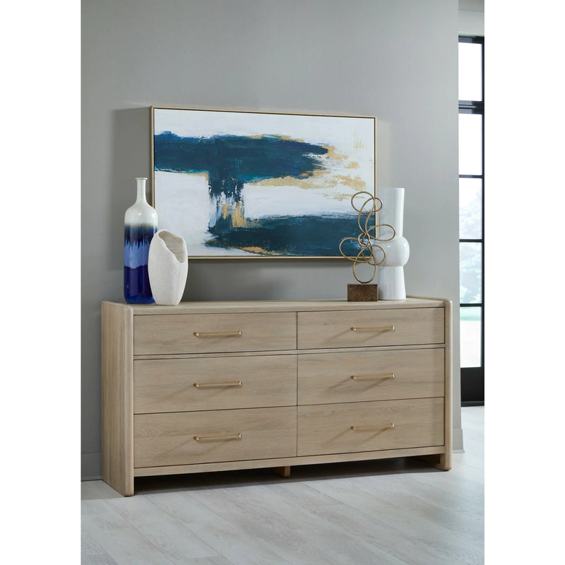 Six Drawer Oak Wood Dresser in Chai