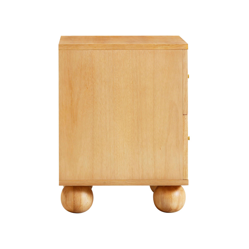 Grappa Natural Wood & Raffia Wavy Nightstand