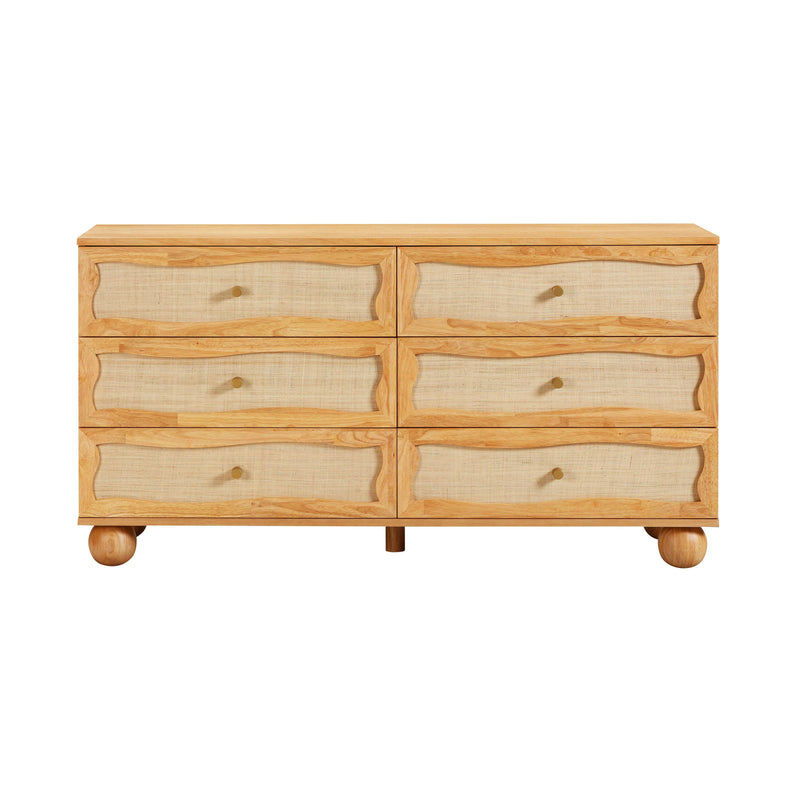Grappa Natural Wood & Raffia Wavy Dresser