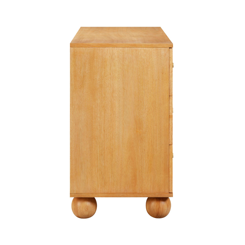 Grappa Natural Wood & Raffia Wavy Dresser