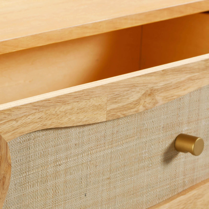 Grappa Natural Wood & Raffia Wavy Dresser