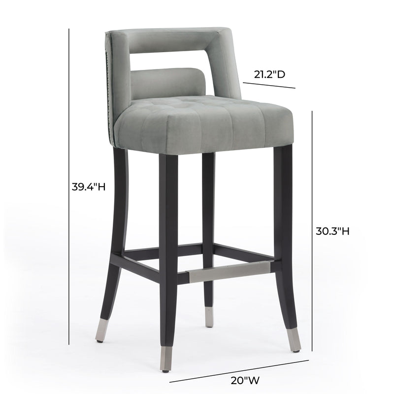 Hart Grey Velvet Bar Stool