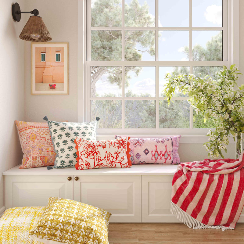 Portia Orange Embroidered Cotton Flex 20 x 12 inch Accent Cushion