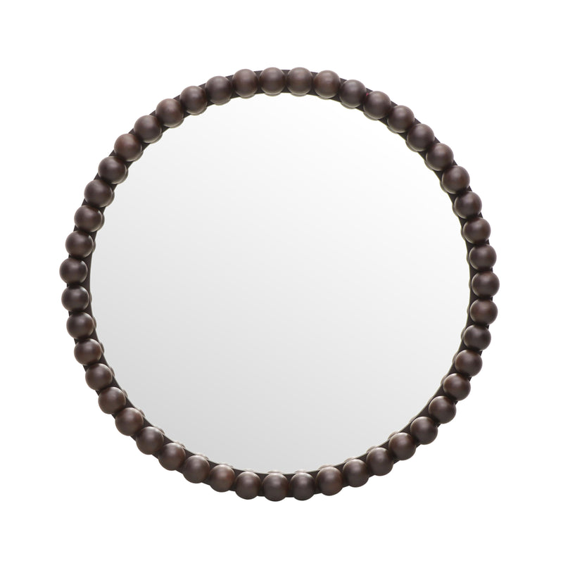 Baria Walnut Finish Round Wall Mirror