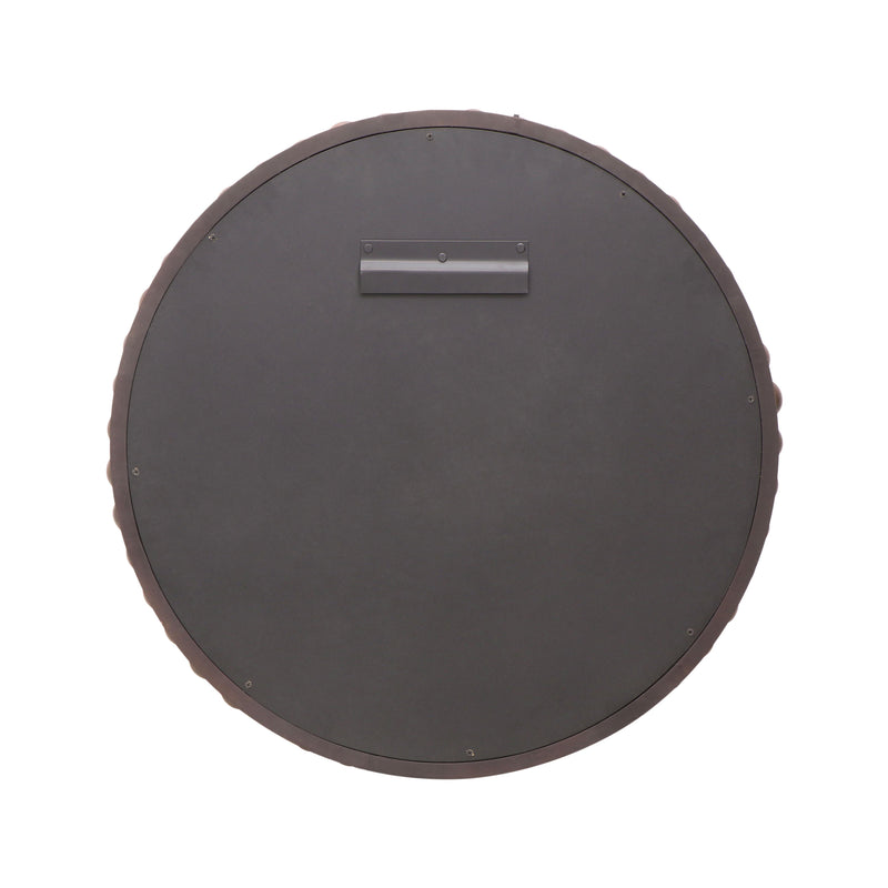 Baria Walnut Finish Round Wall Mirror