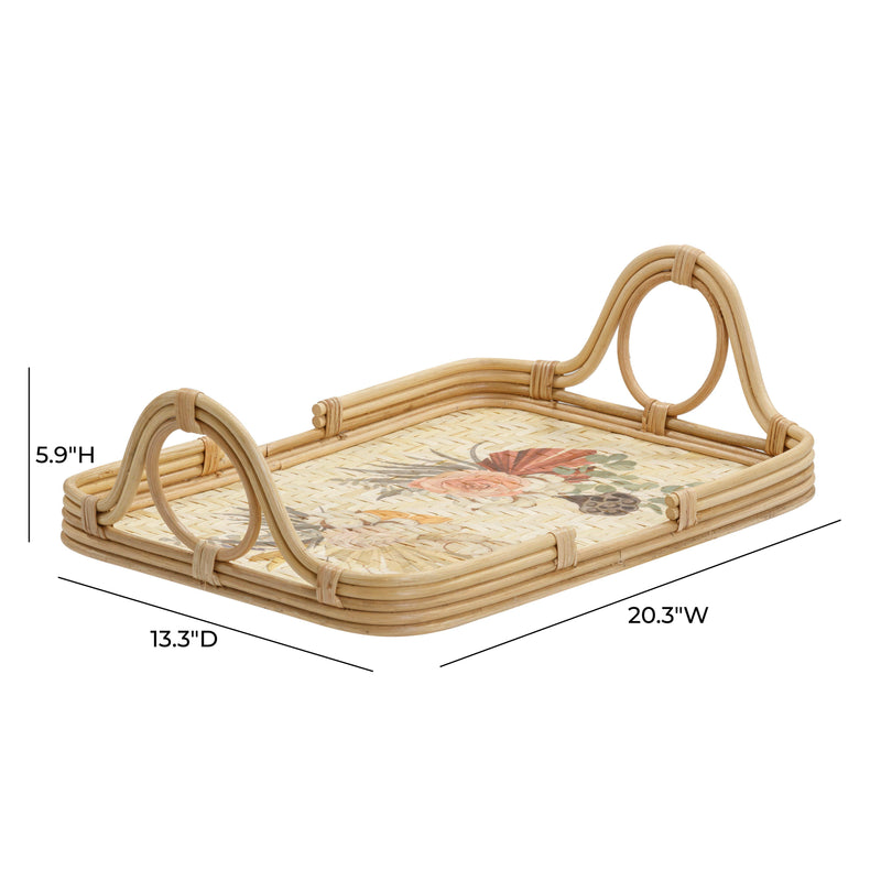 Corey Floral Bamboo Tray
