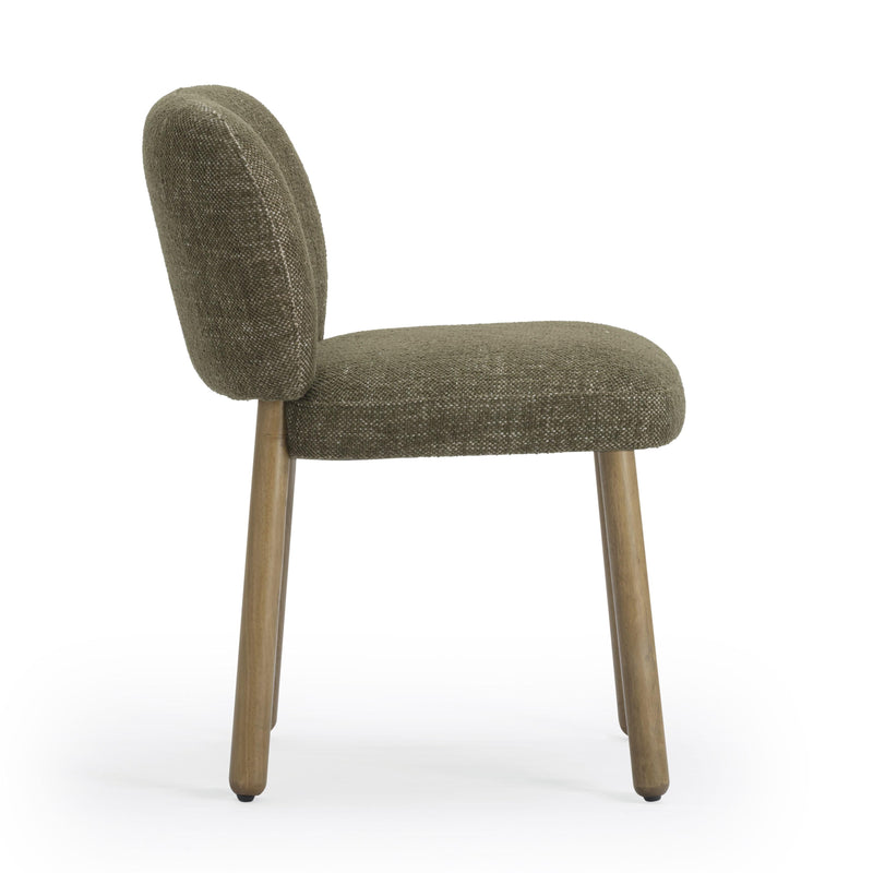 Foxy Olive Green Textured Performance Fabric Dining Chair