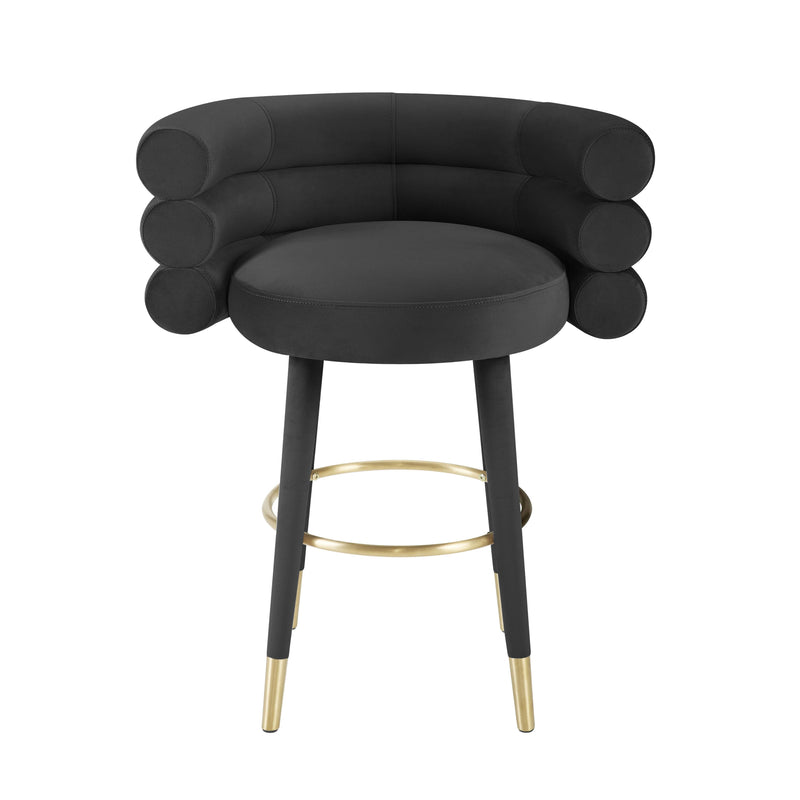 Betty Black Velvet Counter Stool