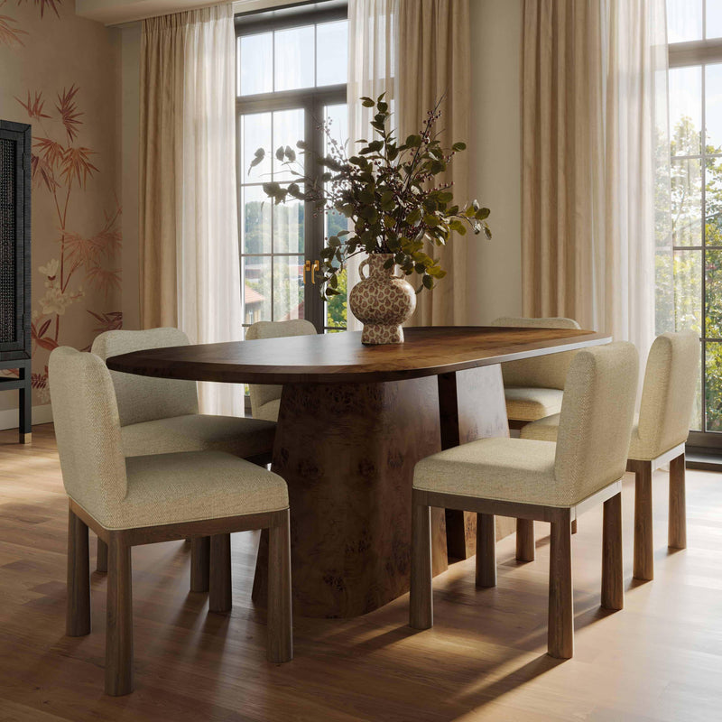 Gladyss Brown Burl Oval 87 inch Dining Table