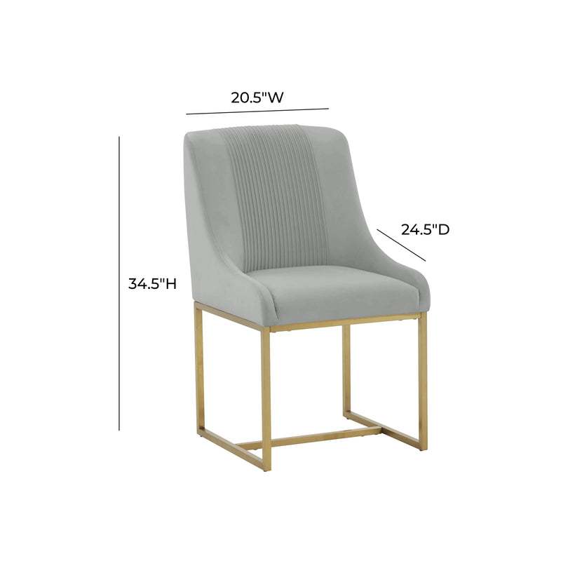 Lisa Grey Pleated Velvet Dining Chair