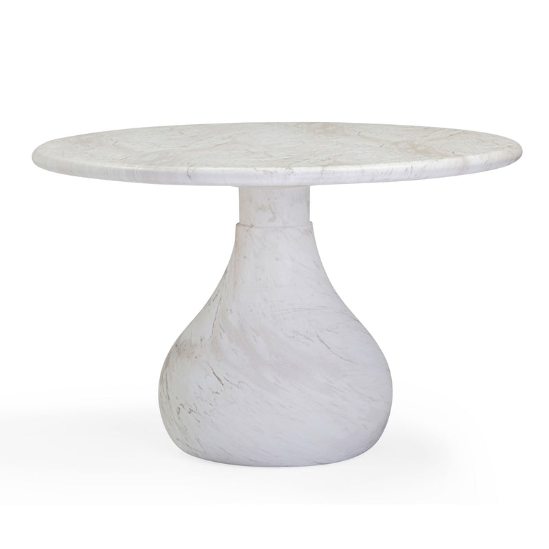 Smooch White Faux Marble Print Indoor / Outdoor 47" Round Dining Table