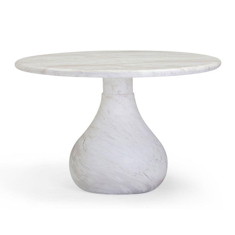 Smooch White Faux Marble Print Indoor / Outdoor 47" Round Dining Table