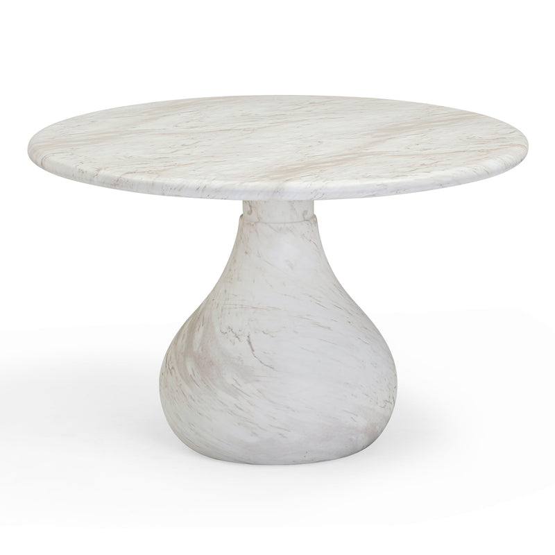 Smooch White Faux Marble Print Indoor / Outdoor 47" Round Dining Table