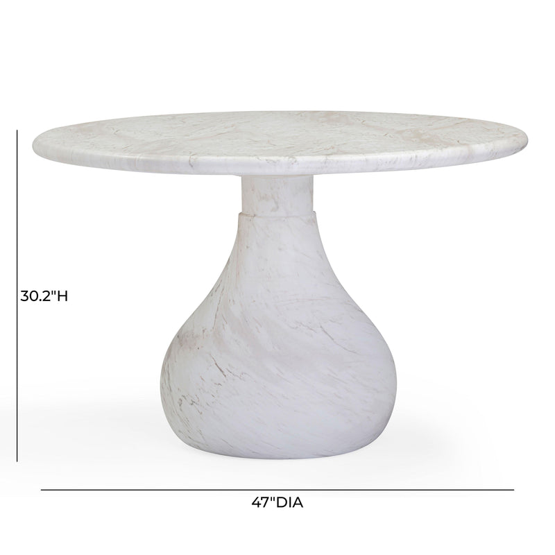 Smooch White Faux Marble Print Indoor / Outdoor 47" Round Dining Table