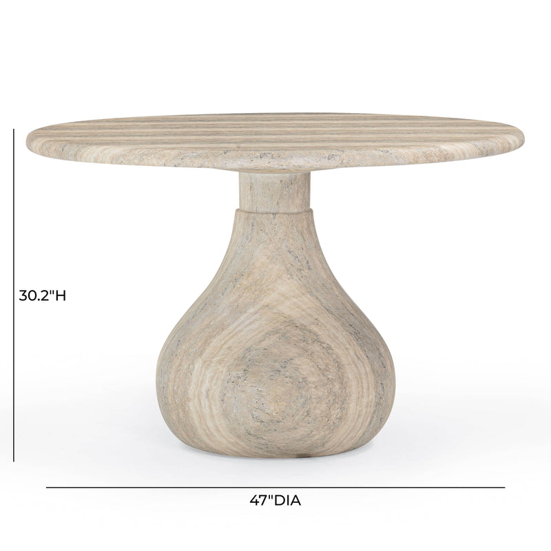 Smooch Faux Travertine Indoor / Outdoor 47" Round Dining Table