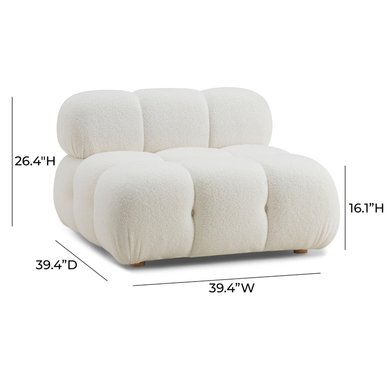 Calliope Cream Vegan Shearling Modular Armless Chair