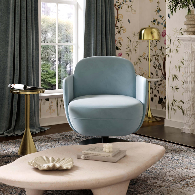 Solange Blue Shadow Velvet Swivel Chair