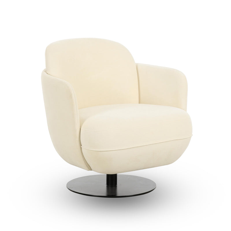 Solange Cream Velvet Swivel Chair