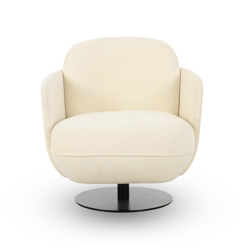 Solange Cream Velvet Swivel Chair