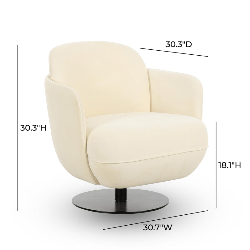 Solange Cream Velvet Swivel Chair