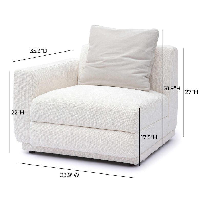 Perry Cream Chenille Modular LAF Corner Chair
