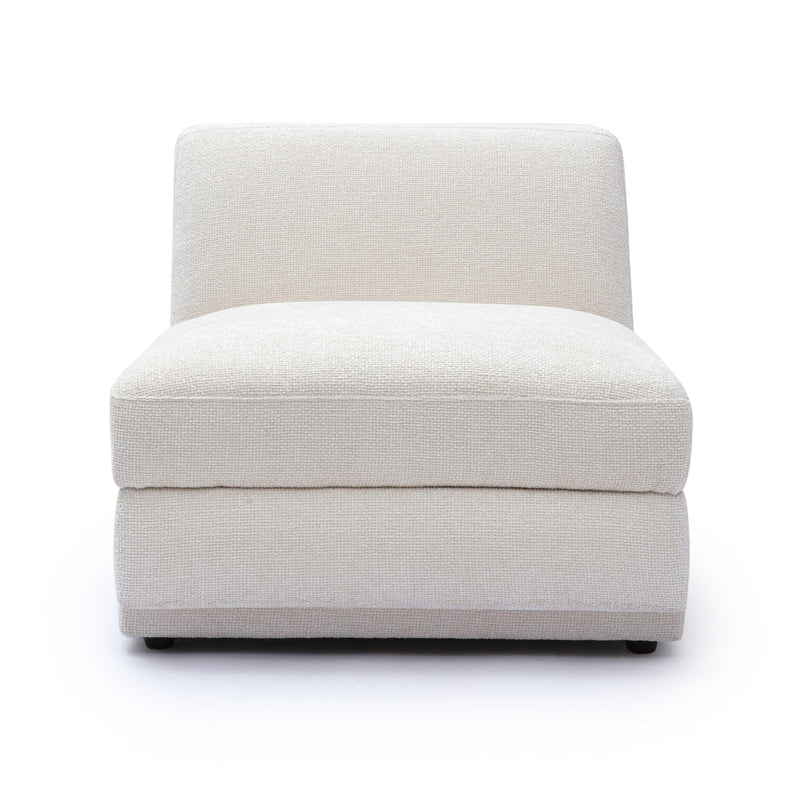 Perry Cream Chenille Modular Armless Chair