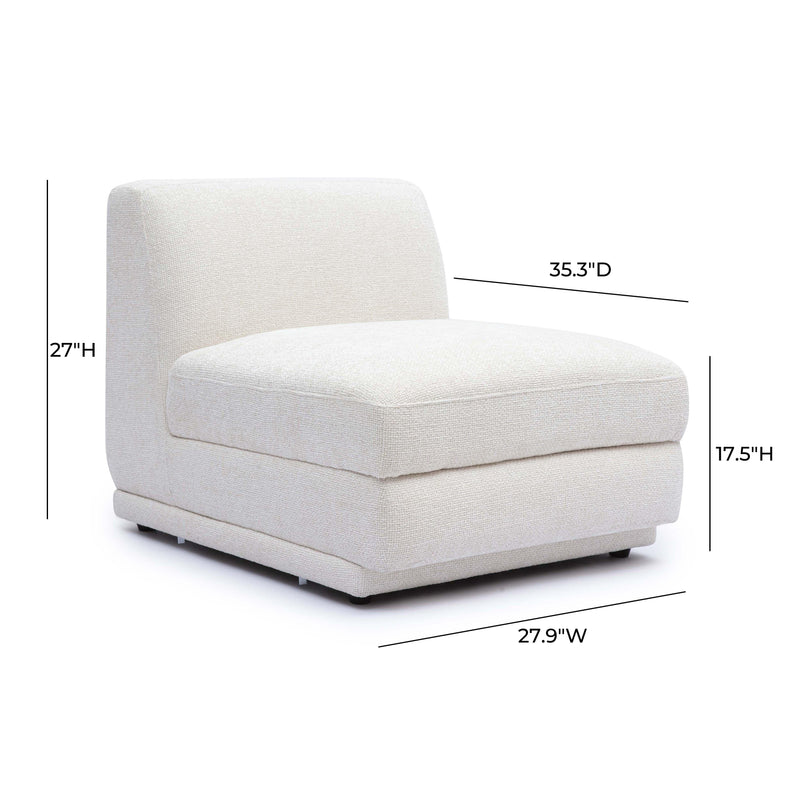 Perry Cream Chenille Modular Armless Chair