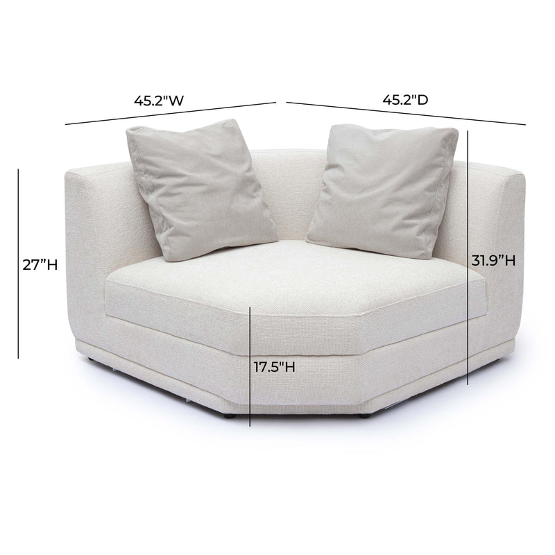 Perry Cream Chenille Modular Wedge Corner Chair