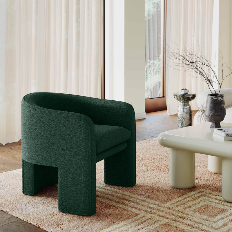 Marla Forest Green Boucle Accent Chair