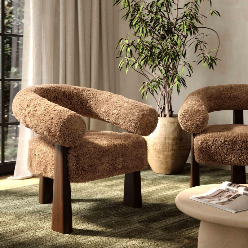 Spara Taupe Straight Vegan Shearling Accent Chair