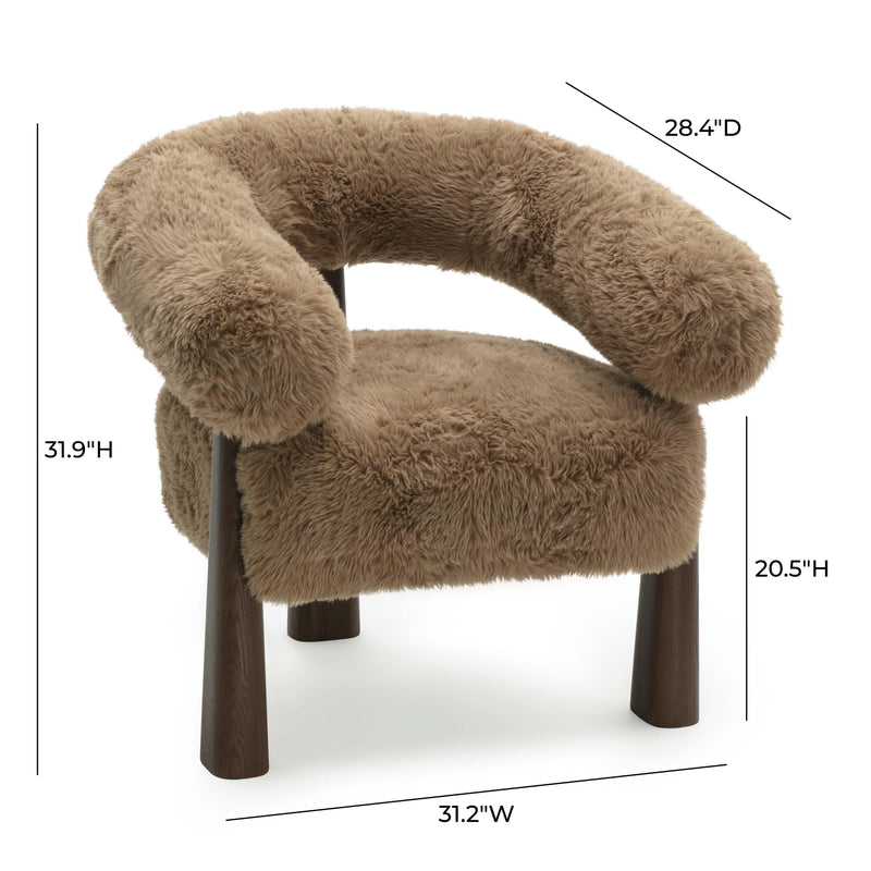 Spara Taupe Straight Vegan Shearling Accent Chair