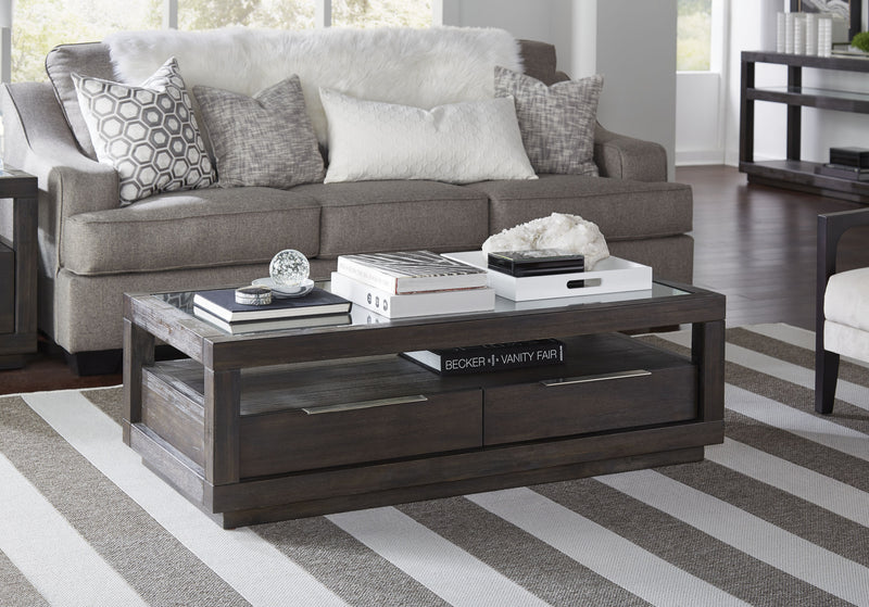 Oxford Two Drawer Rectangular Coffee Table in Basalt Grey