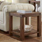 Meadow Solid Wood Rectangular Side Table in Brick Brown