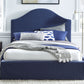 Sur California King-Size Upholstered Skirted Storage Panel Bed in Navy