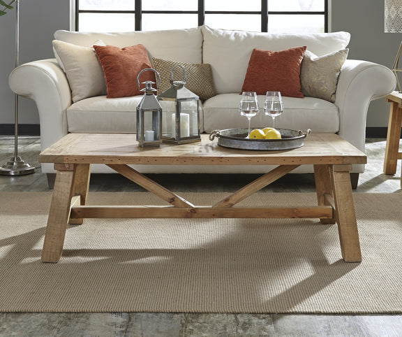 Harby Reclaimed Wood Rectangular Coffee Table in Rustic Tawny