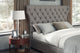 Melina Full-size Tufted Upholstered Headboard in Dolphin Linen