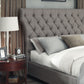 Melina California King-size Tufted Upholstered Headboard in Dolphin Linen