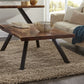 Reese Live Edge Solid Wood Metal Leg Coffee Table in Natural Acacia