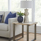 Ariela Natural Travertine End Table with Bronze Metal Base