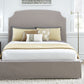 Laurel California King-Size Upholsterd Skirted Storage Panel Bed in Wheat