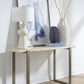 Ariela Natural Travertine Console Table with Bronze Metal Base