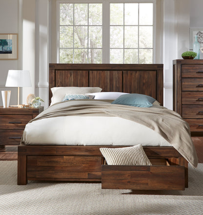 Meadow Solid Wood Footboard Storage Bed in Brick Brown