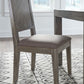 Herringbone Solid Wood Upholstered Dining Chair in Rustic Latte