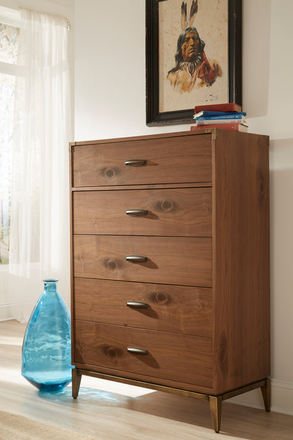Adler Five Drawer Chest in Natural Walnut (2024)