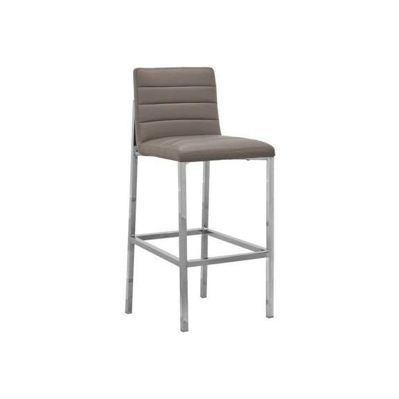 Amalfi Metal Back Bar Stool in Taupe Leather