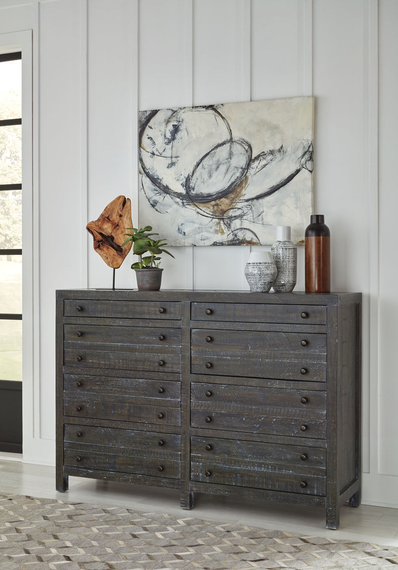 Townsend Solid Wood Eight Drawer Dresser in Gunmetal (2024)