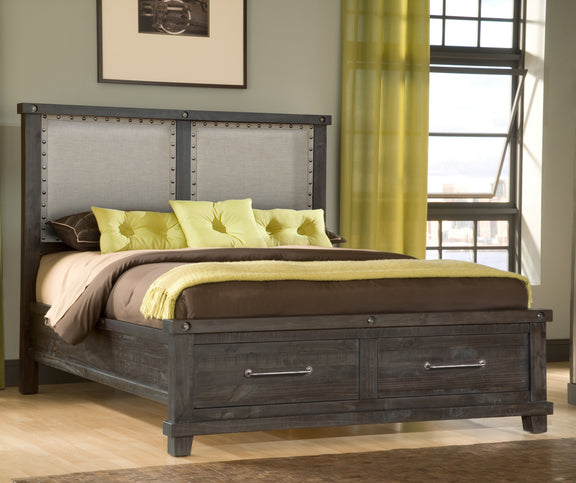 Yosemite King-size Upholstered Footboard Storage Bed in Cafe