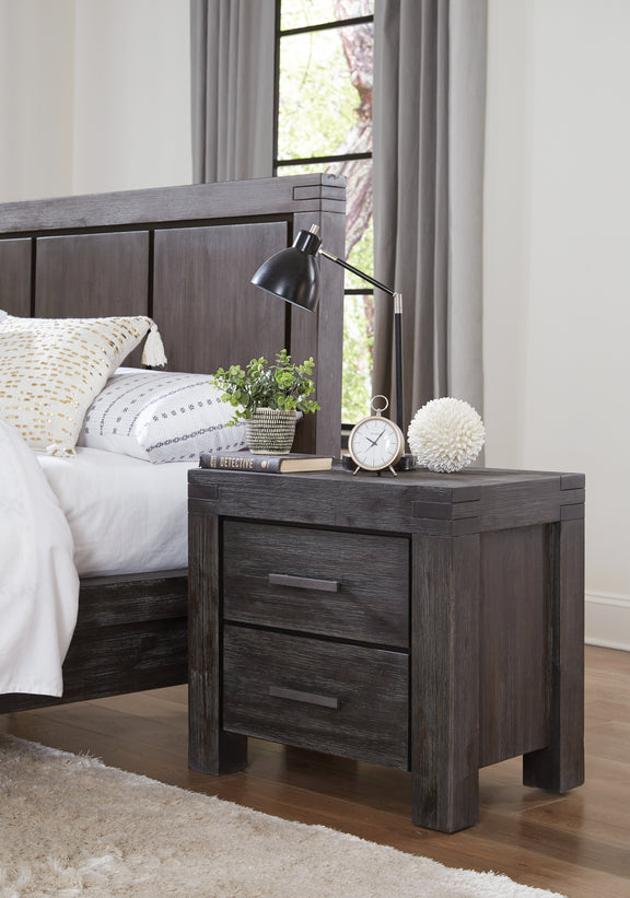 Meadow Solid Wood Two Drawer Nightstand in Graphite